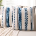 thumbnail image 1 of Boho Throw Pillow Covers 18x18 Set of 2 Farmhouse Decorative Cushion Case Striped Square Pillows Cover Chenille Pillow Cases Accent Neutral Pillowcase for Sofa Couch Bed, 1 of 7