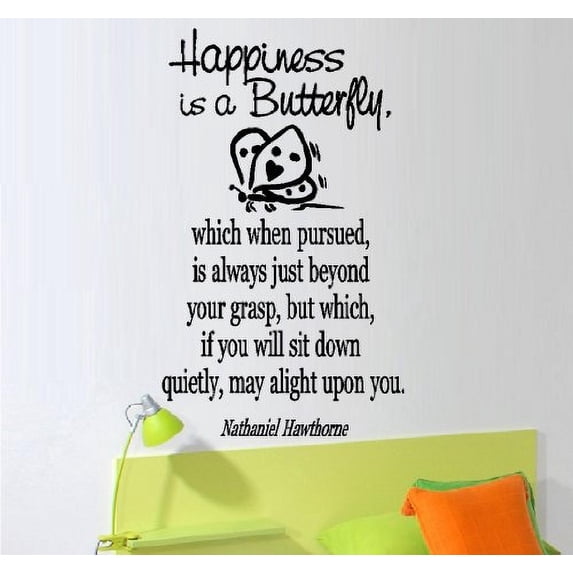 HAPPINESS IS A BUTTERFLY ~ WALL DECAL, HOME DECOR 12" X 20"