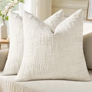 HAPPINESS Chenille Throw Pillow Covers Protector 20x20 Set of 2 Thick Textured Slubby Couch Pillowcases(Pillow Covers Only No Inserts)