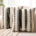 thumbnail image 1 of Boho Throw Pillow Covers 18x18 Set of 2 Farmhouse Decorative Cushion Case Striped Square Pillows Cover Chenille Pillow Cases Accent Neutral Pillowcase for Sofa Couch Bed, 1 of 7