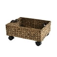 thumbnail image 1 of happimess BSK2014B Adaline 18.11" Classic Farmhouse Hand-Woven Hyacinth Rectangular Underbed Storage Bin with Wheels and Handles, Brown, 1 of 4