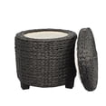 thumbnail image 1 of happimess Addie 17.72" Modern Coastal Hand-Woven Water Hyacinth Storage Ottoman with Lid, Black, SSL1002C, 1 of 6