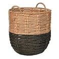 thumbnail image 1 of happimess Laurel 19.49" Bohemian Hand-Woven Abaca Hamper Basket with Handles, Natural/Black, BSK1003D, 1 of 6