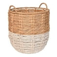 thumbnail image 1 of happimess Laurel 19.49" Bohemian Hand-Woven Abaca Hamper Basket with Handles, Natural/White, BSK1003E, 1 of 6