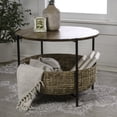 thumbnail image 1 of happimess SAT2000A Carly 24.21" Modern Coastal Round Acacia Wood/Water Hyacinth Coffee Table with Storage Basket, Natural/Black, 1 of 6