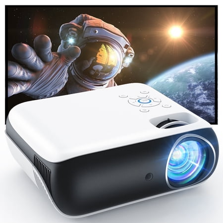 HAPPRUN H1 1080P 4K Video Projector, Support 40" to 200" Screen, White