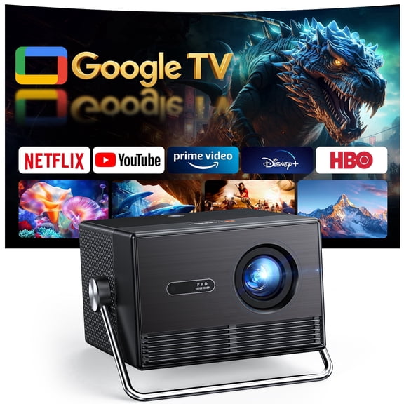 HAPPRUN Official Licensed Google TV Projector with WiFi and Bluetooth, Supported 4K Smart Projector with Dolby Audio, Auto Focus & Keystone, Built-in Streaming Apps, 2000 ANSI Lumens Movie Projector