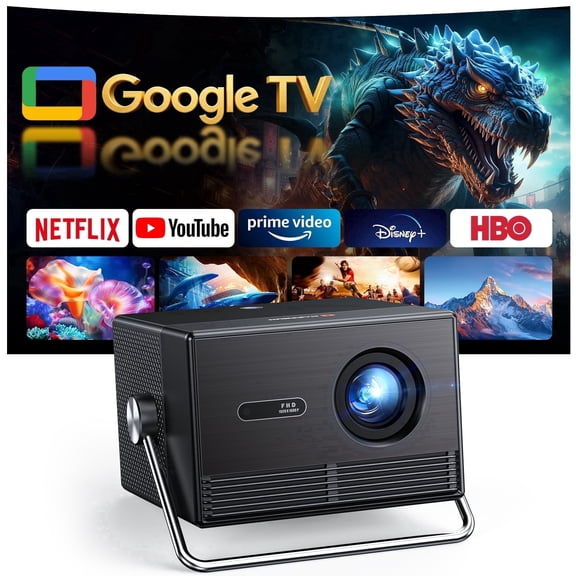HAPPRUN Official Licensed Google TV Projector with WiFi and Bluetooth, Supported 4K Smart Projector with Dolby Audio, Auto Focus & Keystone, Built-in Streaming Apps, 2000 ANSI Lumens Movie Projector