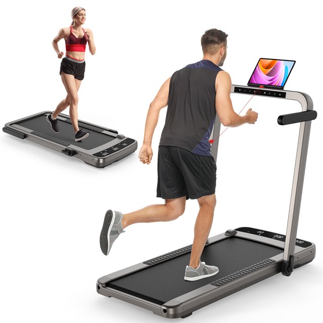 HAPPRUN Under Desks Treadmill, 2.5HP 2 in 1 Folding Treadmill with incline APP for Home Office