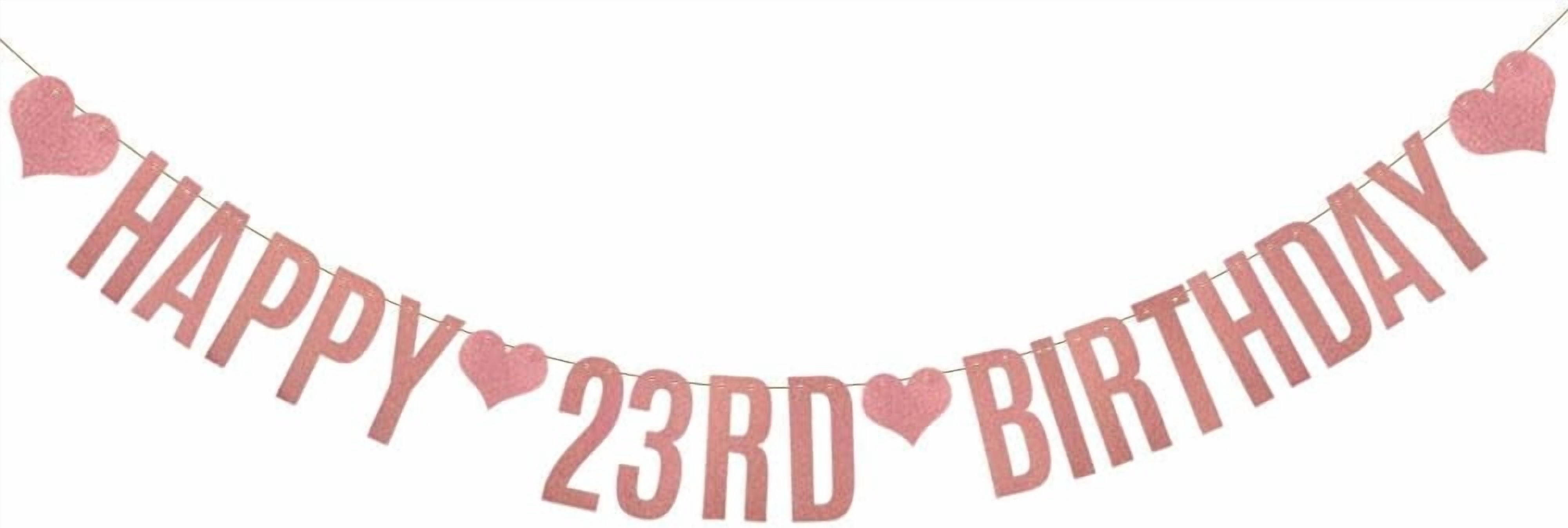 23rd Small Rd Letters HAPPY 23RD BIRTHDAY Banner,Rose Gold Glitter Paper Banner for 23rd ...