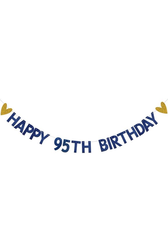 HAPPY 95TH BIRTHDAY Banner,Pre-Strung,Blue Paper Glitter Party Decorations for 95 Years Old 95TH Birthday Party Supplies Letters Blue