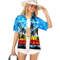 thumbnail image 1 of HAPPY BAY Button Down Shirt for Women Casual Beach Party Short Sleeve Tropical Vacation Blouse Shirt Summer Dress Hawaiian Shirts Blouses for Women XXL Palm Tree View, Lake Blue, 1 of 6