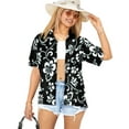 thumbnail image 1 of HAPPY BAY Button Down Shirt for Women Casual Summer Beach Party Blouse Shirt Collared Blouses Short Sleeve Tropical Vacation Hawaiian Shirts Tops for Women M Floral, Black, 1 of 5