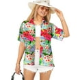 thumbnail image 1 of HAPPY BAY Button Down Shirt for Women Casual Summer Beach Party Blouse Shirt Floral Blouses Short Sleeve Vacation Shirts Hawaiian Dresses for Women S Blossom, Multicoloured, 1 of 5