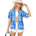 thumbnail image 1 of HAPPY BAY Button Down Shirt for Women Casual Summer Beach Party Short Sleeve Blouse Shirt Floral Tops Blouses Button up Hawaiian Dresses for Women L Basket Weave, Blue, 1 of 5
