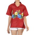 thumbnail image 1 of HAPPY BAY Button Down Shirt for Women Floral Beach Party Blouse Shirt Summer Button up Short Sleeve Dress Hawaiian Shirts Colourful Tops Blouses for Women S Parrot Print, Red, 1 of 5