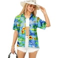 thumbnail image 1 of HAPPY BAY Button Down Shirt for Women Holidays Summer Hawaiian Short Sleeve Blouses Shirt Tops Tropical Vacation Beach Party Boho Shirt for Women XXL Ocean Chart, Blue, 1 of 5