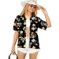 thumbnail image 1 of HAPPY BAY Button Down Shirt for Women Holidays Summer Short Sleeve Womens Button up Blouses Shirt Hawaiian Tops Vacation Beach Party Boho Shirt for Women M Ebony, Tropical, 1 of 4