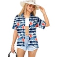 thumbnail image 1 of HAPPY BAY Button Down Shirt for Women Summer Beach Party Blouse Shirt Hawaiian T-Shirt Short Sleeve Tropical Vacation Dress Shirts Tops for Women L Hibiscus Floral, Black, 1 of 5
