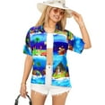 thumbnail image 1 of HAPPY BAY Button Down Shirt for Women Summer Beach Party Blouses Shirt Hawaiian T-Shirt Blouse Short Sleeve Tropical Vacation Shirts Tops for Women XL Holiday Tribal, Blue, 1 of 6