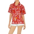 thumbnail image 1 of HAPPY BAY Button Down Shirt for Women Summer Beach Party Short Sleeve Vacation Tops Blouse Shirt Floral Dress Shirts Hawaiian T Shirt for Women S Basket Weave, Red, 1 of 5