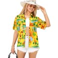 thumbnail image 1 of HAPPY BAY Hawaiian Shirts Womens Casual Summer Beach Party Blouse Shirt Floral Blouses Short Sleeve Vacation Button up Dress Shirts T Shirt for Women S Ocean Chart, Orange, 1 of 5
