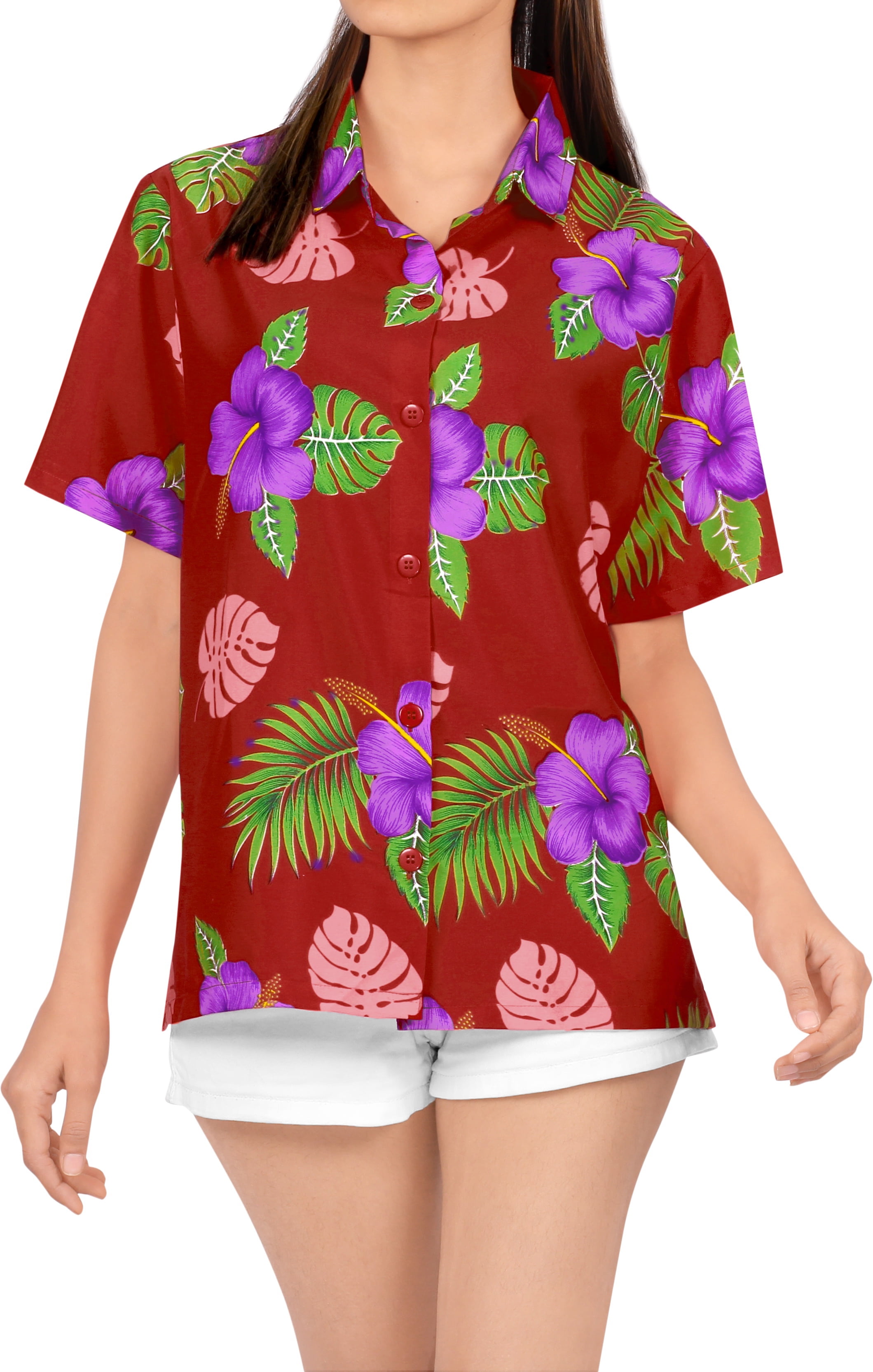 HAPPY BAY Hawaiian Shirts Womens Casual Summer Beach Party Blouse Shirt — free download
