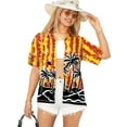 thumbnail image 1 of HAPPY BAY Hawaiian Shirts Womens Casual Summer Button Down Beach Blouses Shirt Luau Party Blouse Short Sleeve Vacation Dress Tee Shirts T Shirt for Women XXL Landscape, Red, 1 of 5
