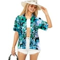 thumbnail image 1 of HAPPY BAY Hawaiian Shirts Womens Floral Summer Beach Party Blouse Shirt Tropical Tops Blouses Button up Short Sleeve Dress Shirts Dresses for Women M Tropical Theme, Blue, 1 of 5