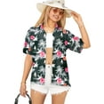 thumbnail image 1 of HAPPY BAY Hawaiian Shirts Womens Relaxed Fit Summer Beach Party Blouses Holidays Short Sleeve Tops Vacation Button up Casual Shirt Dressy Shirts for Women S Denim, Tropical, 1 of 5