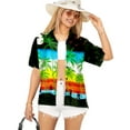 thumbnail image 1 of HAPPY BAY Hawaiian Shirts Womens Summer Beach Party Blouses Shirt Collared Blouse Short Sleeve Tropical Vacation Button up Dress Tee Shirts Tops for Women M Seashore, Black, 1 of 5