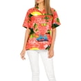 thumbnail image 1 of HAPPY BAY Hawaiian Shirts Womens Summer Beach Party Blouses Shirt TShirts Short Sleeve Button up Dress Shirts Blouses for Women S Island View, Red, 1 of 5