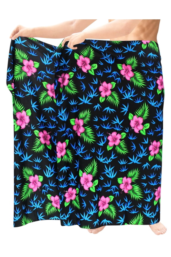 Men's Bath Trunk Beachwear Sarong Shower Wrap One Size Black-P974