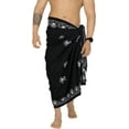 thumbnail image 1 of HAPPY BAY Men's Bath Trunk Casual Sarong Long Pareo Beach Wrap One Size Black-Q646 Summer Vacation Party, 1 of 3
