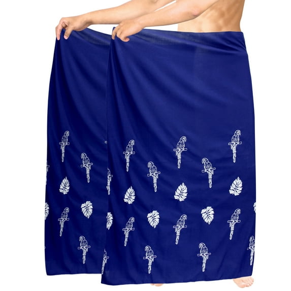 HAPPY BAY Men's Bath Trunk Casual Sarong Long Pareo Beach Wrap One Size Mary, Embroidered Summer Vacation Party