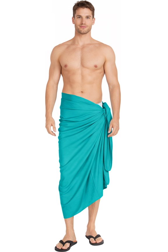 Men's Bath Trunk Holiday Sarong Pareo Beach Wrap One Size Shamrock Green, Solid Summer Vacation Party