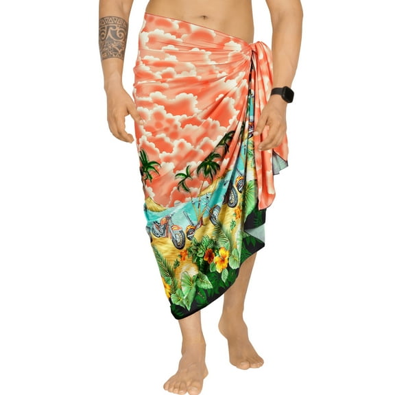 HAPPY BAY Men's Bath Trunk Swimsuits Sarong Pareo Beach Wrap One Size, Blush_I818 Summer Vacation Party