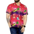 thumbnail image 1 of HAPPY BAY Men's Beach Button Down Funky Santa Claus Party Dress Shirt Vacation Ugly Christmas Tree Hawaiian Gifts shirts for Men S Santa Surf, Pink, 1 of 7
