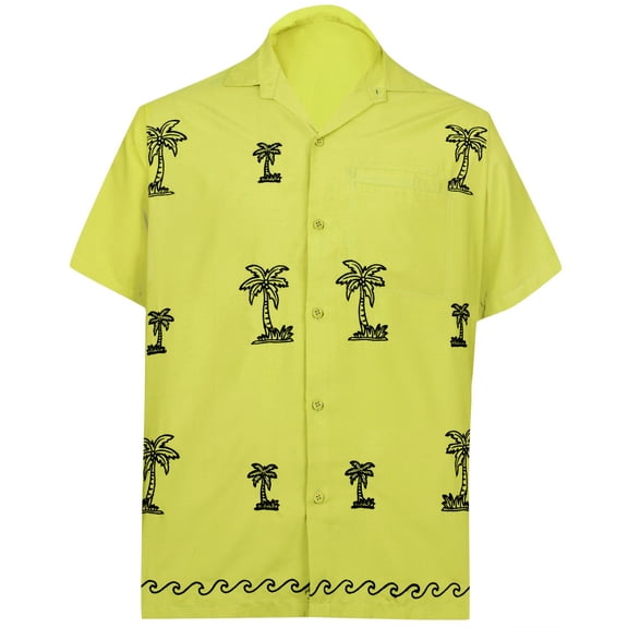 HAPPY BAY Men's Beach Cruise Holidays Shirts Casual Button Down Shirts For Men Summer Vacation Aloha Tops Hawaiian Shirt S Mustard_W888