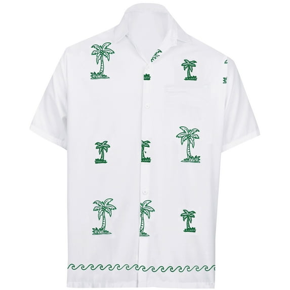 HAPPY BAY Men's Beach Cruise Holidays Shirts Casual Button Down Shirts For Men Summer Vacation Aloha Tops Hawaiian Shirt S Natural White_AE24