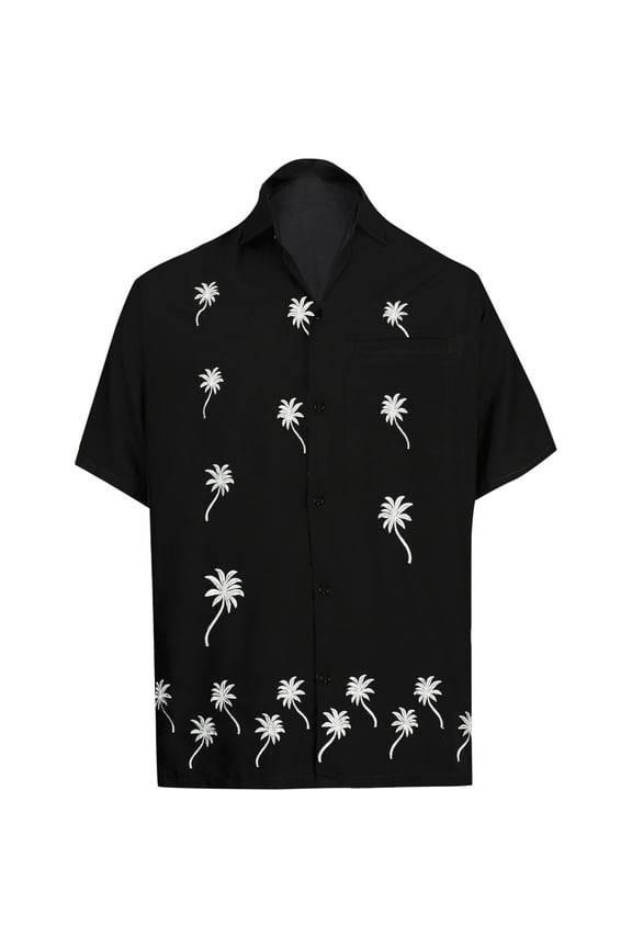 Men's Beach Cruise Holidays Shirts Casual Button Down Shirts For Men Summer Vacation Aloha Tops Hawaiian Shirt S Squid Ink_AE77