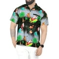 thumbnail image 1 of HAPPY BAY Men's Beach Short Sleeve Funky Santa Claus Party Dress Shirt Holiday Hawaiian Ugly Christmas Tree Gifts Shirts for Men XS Santa Surf, Black, 1 of 7