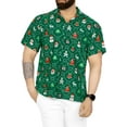 thumbnail image 1 of HAPPY BAY Men's Beach Short Sleeve ugly Christmas Tree Party Dress Shirt Holiday Funny Santa claus Hawaiian Gifts shirts for Men S Green, Xmas Theme, 1 of 7