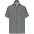 thumbnail image 1 of HAPPY BAY Men's Beach Summer Button Down Short Sleeve Untucked Casual Shirt With Pocket Solid Oxford Shirts for Men XL Ash Silver_AE38, 1 of 4