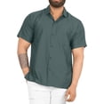 thumbnail image 1 of HAPPY BAY Men's Beach Summer Button Down Short Sleeve Untucked Casual Shirt With Pocket Solid Oxford Shirts for Men XL Dolphin Gray_AE37, 1 of 5