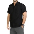 thumbnail image 1 of HAPPY BAY Men's Beach Summer Button Down Short Sleeve Untucked Solid Shirt With Pocket Oxford Casual Shirts for Men 7XL Black_W875, 1 of 6