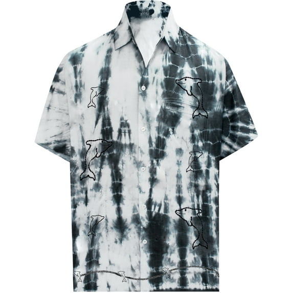 HAPPY BAY Men's Beach Summer Button Down Short Sleeve Untucked Solid Shirt With Pocket Oxford Casual Shirts for Men M Ash, Light Tie Dye
