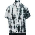 thumbnail image 1 of HAPPY BAY Men's Beach Summer Button Down Short Sleeve Untucked Solid Shirt With Pocket Oxford Casual Shirts for Men M Charcoal, Light Tie Dye, 1 of 6