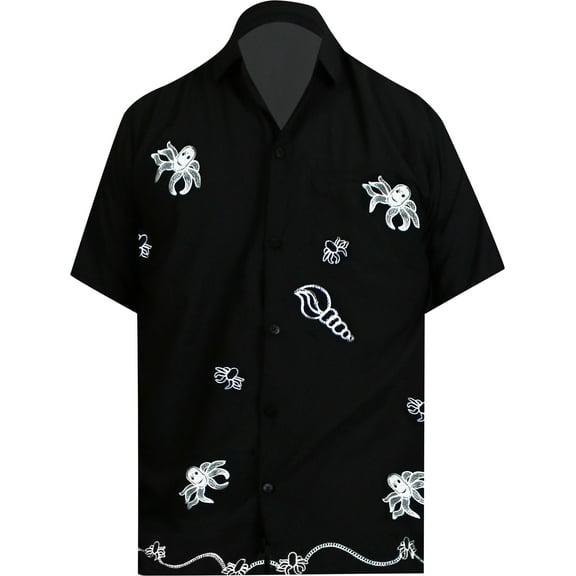 HAPPY BAY Men's Beach Summer Button Down Short Sleeve Untucked Solid Shirt With Pocket Oxford Casual Shirts for Men S Black_W795