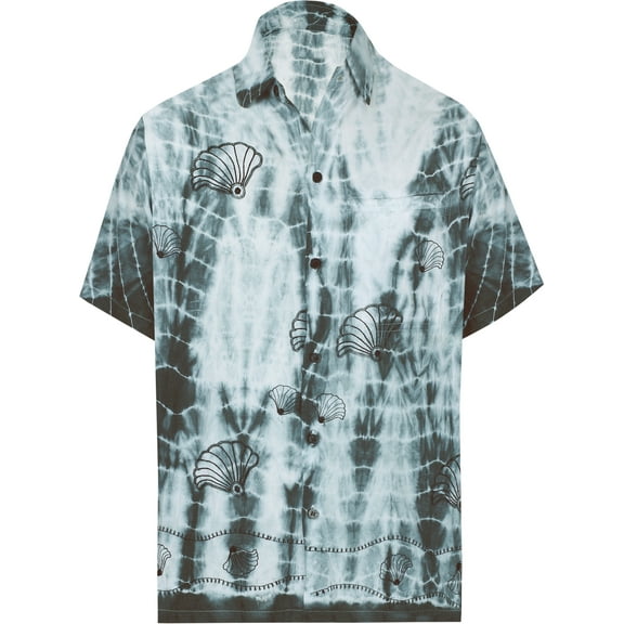 HAPPY BAY Men's Beach Summer Button Down Short Sleeve Untucked Solid Shirt With Pocket Oxford Casual Shirts for Men XS Smoke, Tie Dye